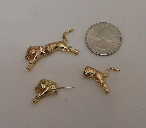 Unisex Earrings Double Sided Gold Tones Animals J PLUS COLLECTION Push Backs