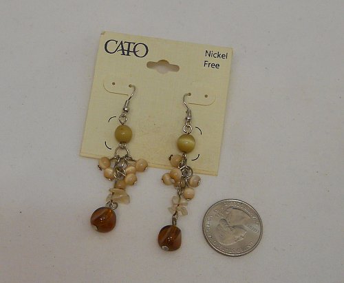 Womens Fashion Earrings Silver Tone Beads Drop Dangle CATO French Hooks