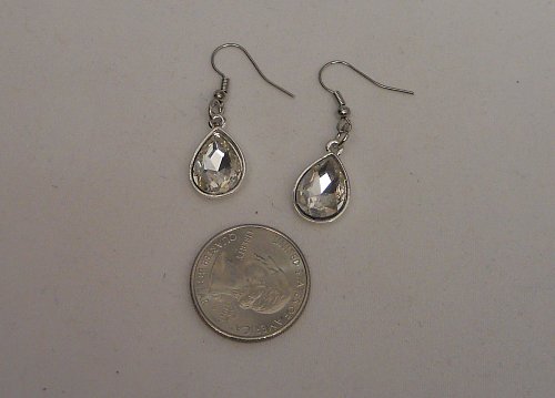 Womens Fashion Earrings Drop Dangle Silver Tones Rhinestones HIGH FASHION Hooks