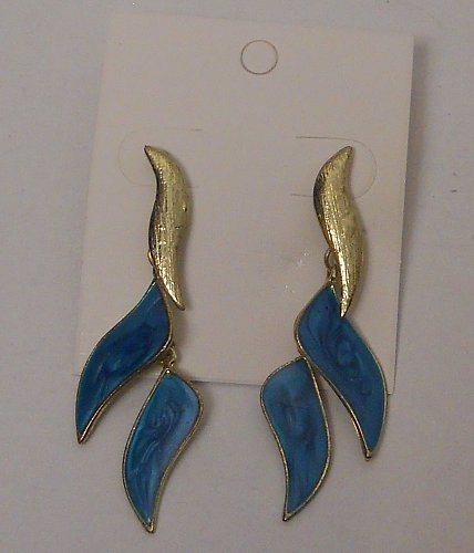 Women Fashion Drop Dangle Earrings Gold Tones Teal Front Unbranded Push Back