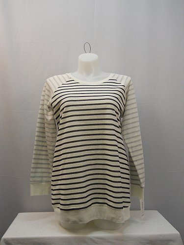 PLUS SIZE 0X Womens Sweatshirt Style&Co Striped Crew Neck Long Sleeves Pullover
