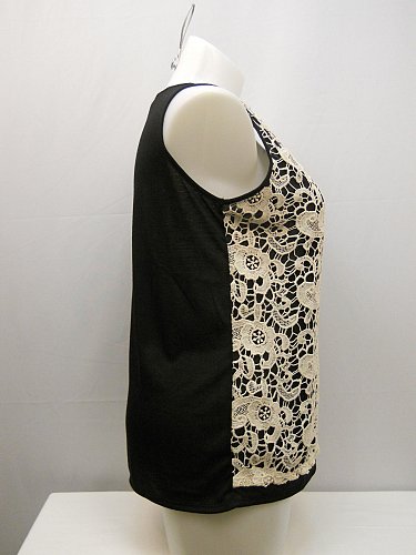 Womens Tank Cami Top SIZE XL FRENCH LAUNDRY Black Crochet Lace Overlay Sleeveles