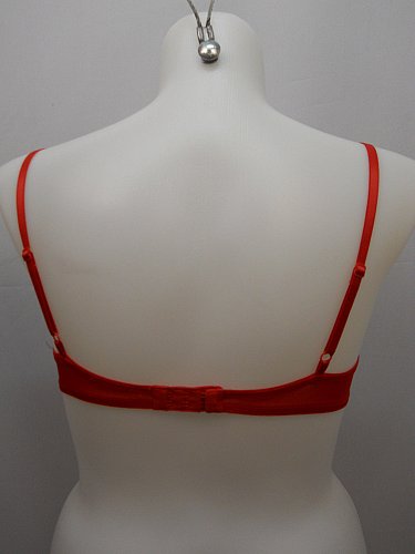 BRA 36B Womens Plunge Bra VASSARETTE Solid Red Underwire Lace Trim Padded Cups