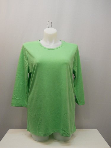 Womens Knit Top Solid Green SIZE XL 3/4 Sleeves Scoop Neck