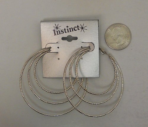 Women Fashion Hoop Earrings Silver Tones INSTINCT Leverback