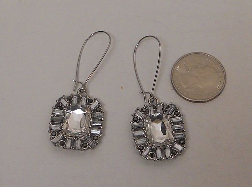 Women Drop Dangle Fashion Earrings Rhinestones Silver Tones Threader CHINA CREAT