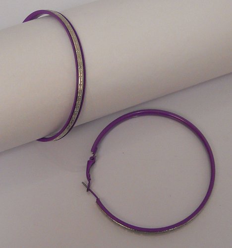 Women Hoop Earrings Purple Fashion Silver Tones Leverbacks Fasteners FASHION