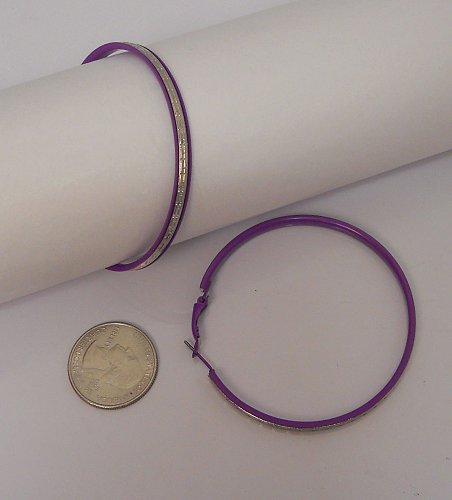 Women Hoop Earrings Purple Fashion Silver Tones Leverbacks Fasteners FASHION