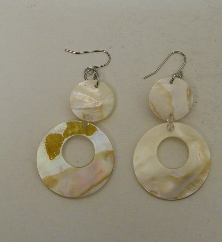 Women Earrings White Sea Shells Fashion Drop Dangle Circles Hook Fasteners ORION