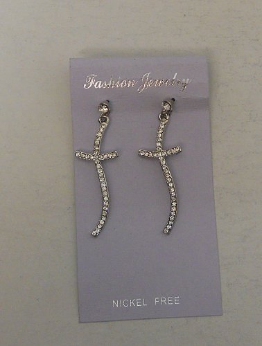 Women Earrings Crosses Rhinestone Push Backs Fashion Drop Dangle FASHION JEWELRY