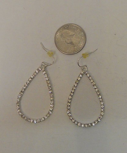 Women Drop Dangle Fashion Earrings Rhinestone Teardrops Silver Tones ORION Hook