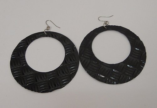 Women Earrings Fashion Drop Dangle Hoops Solid Black Hook Fasteners Unbranded