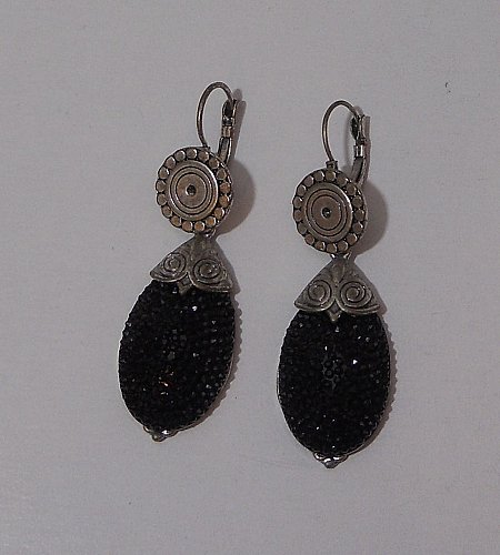Women Earrings Black Teardrops Rhinestones Fashion Drop Dangle Unbranded Leverba