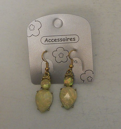 Women Earrings Multi Color Gems Fashion Drop Dangle Gold Tones Hook Unbranded