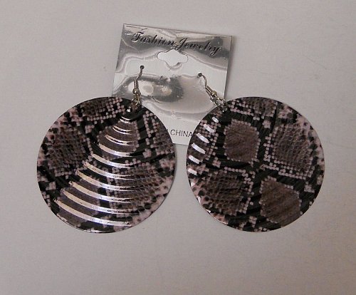 Women Fashion Drop Dangle Earrings Snake Print Metal Rounds FASHION JEWELRY Hook