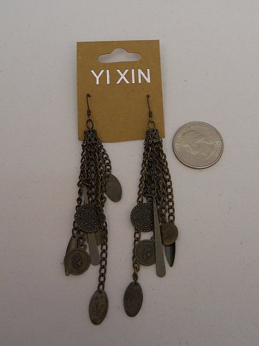 Womens Fashion Earrings Chandeliers Copper Tones YIXIN Chains Hooks