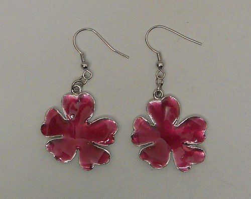 Women Fashion Drop Dangle Earrings Metal Pink Flowers MICHELLE Hook