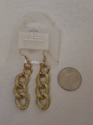 Women Earrings Gold Tones Chain Links Fashion Drop Dangle Hook Fasteners FASHION