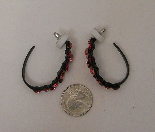 Women Fashion Drop Dangle Earrings Pink Rhinestones CAROL COLLECTION Push Backs