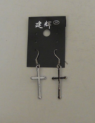 Women Earrings Christian Cross Fashion Drop Dangle Silver Tones Hook Unbranded