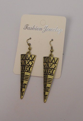 Women Earrings Long Triangles Gold Tones Fashion Drop Dangle Hook Fasteners FASH