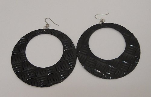 Women Earrings Fashion Drop Dangle Hoops Solid Black Hook Fasteners Unbranded