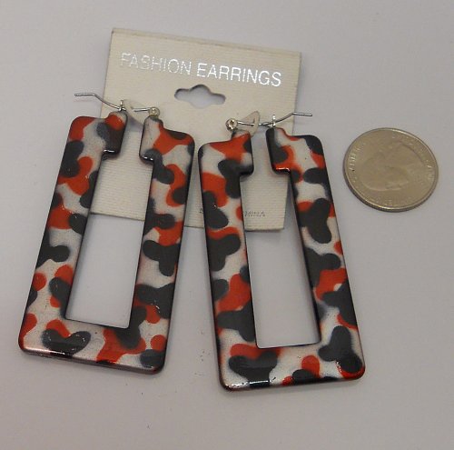 Women Square Hoop Earrings Multi Color Leverback Fasteners FASHION EARRINGS