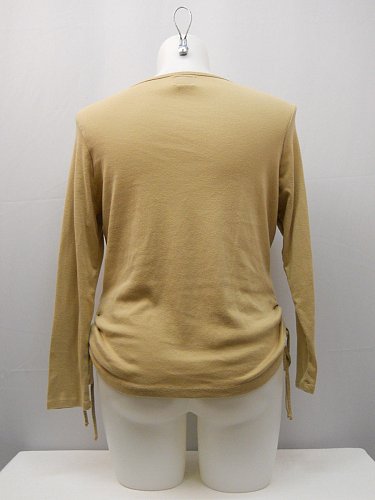 Womens Knit Top PLUS SIZE 2X Long Sleeve Embellished V Neck Taupe