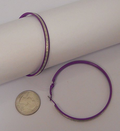 Women Hoop Earrings Purple Fashion Silver Tones Leverbacks Fasteners FASHION