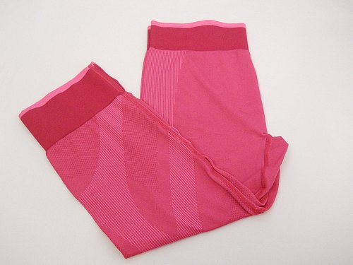 SIZE L Womens Athletic Yoga Capris AVIA Solid Pink Dark Trim Moisture Wicking