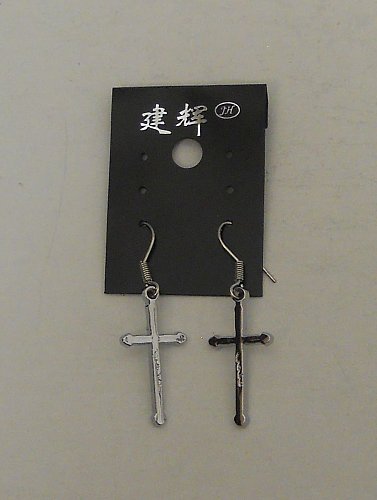 Women Earrings Christian Cross Fashion Drop Dangle Silver Tones Hook Unbranded