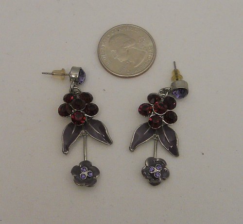 Womens Fashion Earrings Floral Rhinestones PRINCESS Drop Dangle Push Backs