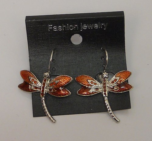 Women Earrings Fashion Huggie Copper Tones Dragonflies Leverback Fasteners FASHI