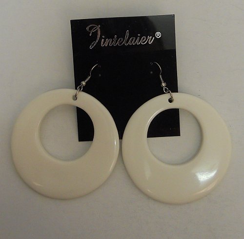 Women Earrings Fashion Large Drop Dangle Solid White Circles JINTELAIER Hook