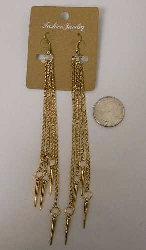 Unisex Gothic Earrings Fashion Drop Dangle Gold Chain Spear FASHION JEWELRY Hook