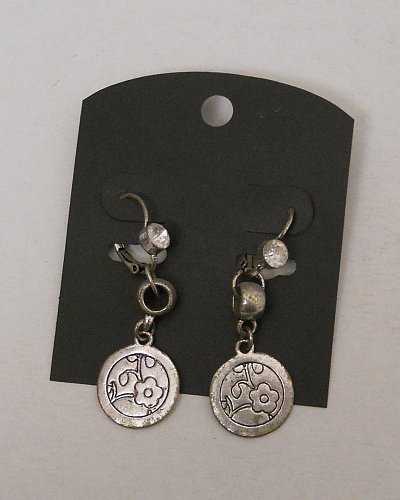 Women Earrings Silver Tones Rhinestones Charms Fashion Drop Dangle Leverback