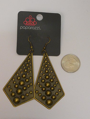 Women Earrings Brassy Gold Tones Fashion Drop Dangle Hook Fasteners PAPARAZZI