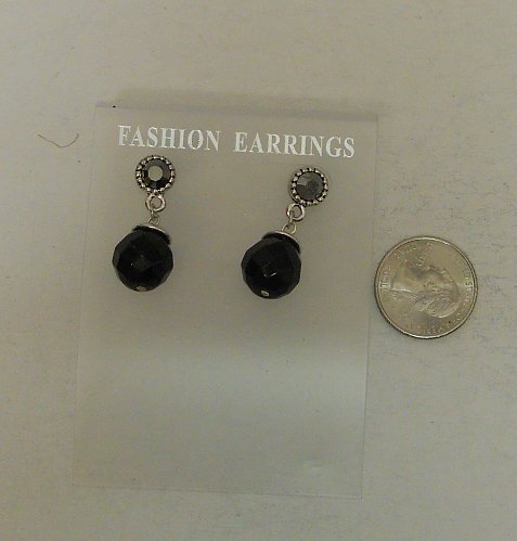 Women Fashion Drop Dangle Earrings Black Beads Rhinestones FASHION JEWELRY