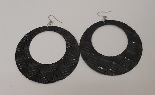 Women Earrings Fashion Drop Dangle Hoops Solid Black Hook Fasteners Unbranded