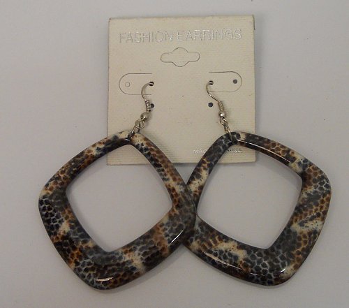 Women Fashion Drop Dangle Earrings Square Animal Print Hook Fasteners FASHION