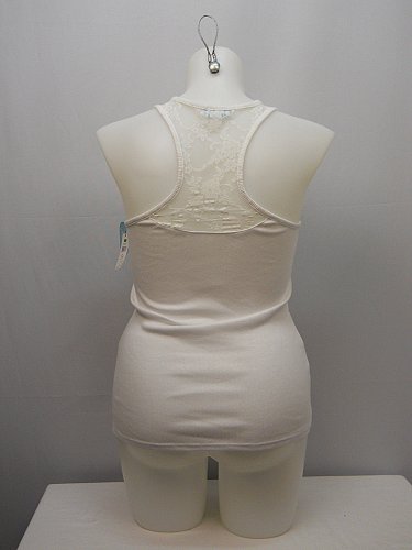 SIZE L Women Rib Knit Tank Cami Top White Glitter BRIDE Scoop Neck Sleeveless