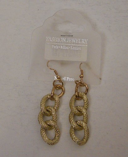 Women Earrings Gold Tones Chain Links Fashion Drop Dangle Hook Fasteners FASHION