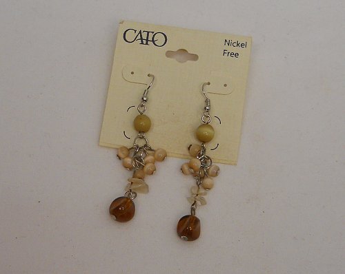 Womens Fashion Earrings Silver Tone Beads Drop Dangle CATO French Hooks