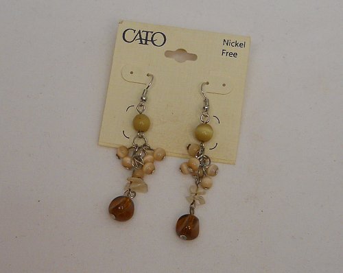 Womens Fashion Earrings Silver Tone Beads Drop Dangle CATO French Hooks