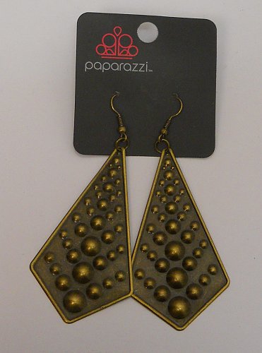 Women Earrings Brassy Gold Tones Fashion Drop Dangle Hook Fasteners PAPARAZZI