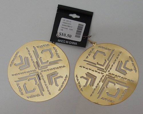 Unisex Fashion Earrings DEB Gold Large Round Drop Dangle Hook Closure Mixed Meta