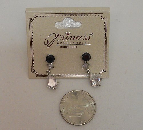 Womens Fashion Earrings Drop Dangle Silver Tones Rhinestones PRINCESS Butterfly