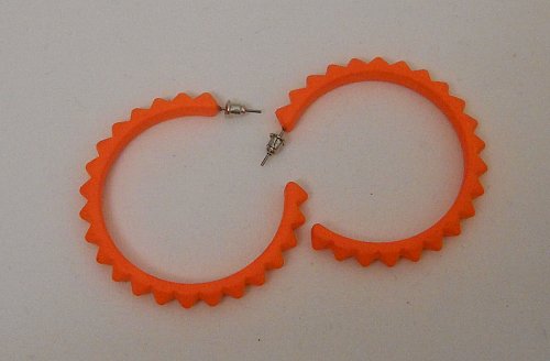 Womens Fashion Hoop Earrings Neon Orange FASHION JEWELRY Pushbacks