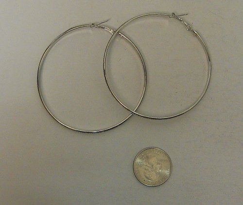 Women Hoop Earrings Fashion Silver Tones Glitter LINKAI JEWELRY Leverback Fasten