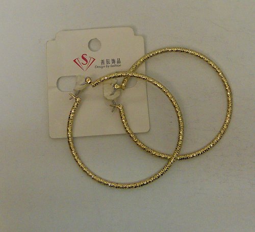 Women Fashion Hoop Earrings Gold Tones LINKAI JEWELRY Leverback Fastener